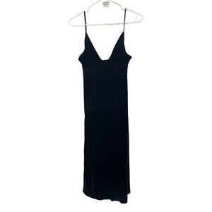 Banana Republic Black Velvet Silk Strappy Flared Midi Cocktail Dress, 12